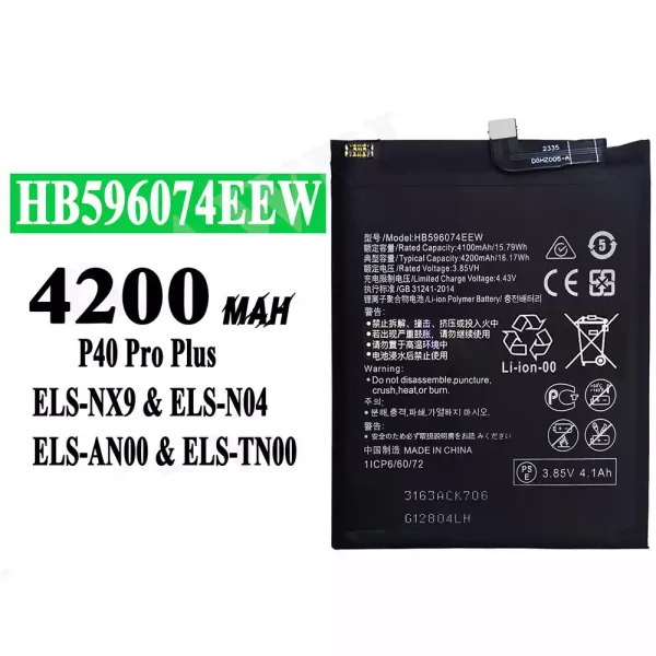 Nagelneuer Akku HB596074EEW für HUAWEI P40 Pro Plus