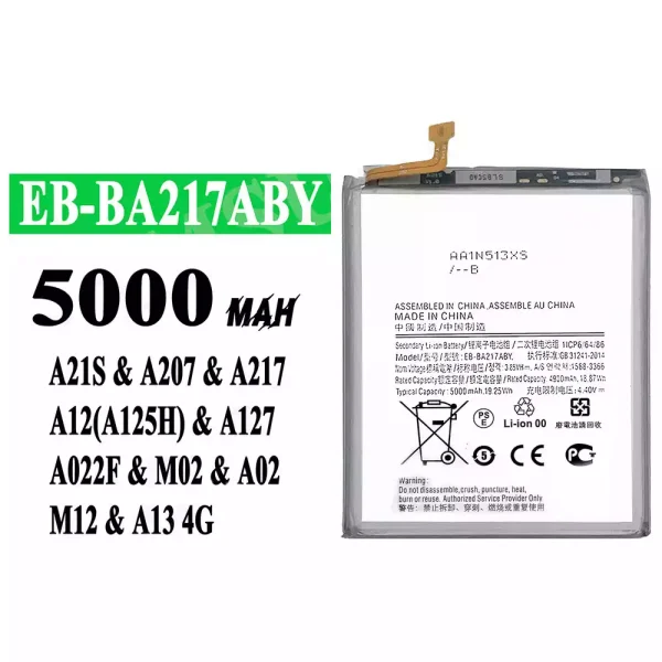 Nagelneuer Akku EB-BA217ABY für Samsung A21S/A207/A217/A12(A125H)/A127/A022F/M02/A02/M12/A13 4G