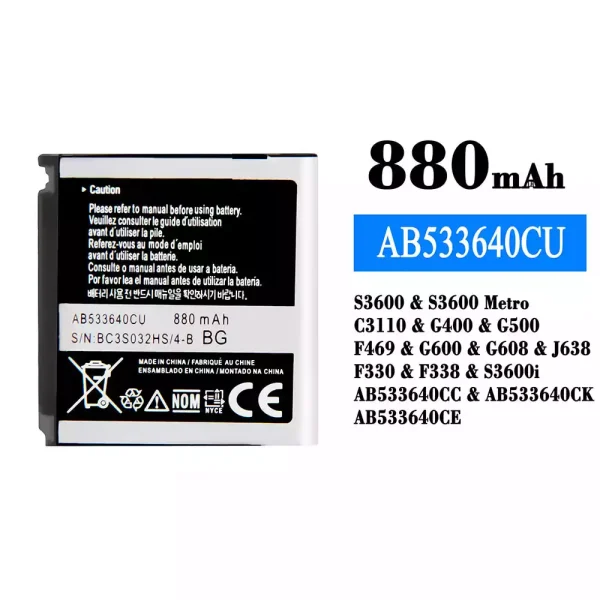Nagelneuer Akku AB533640CU für Samsung S3600/S3600 Metro