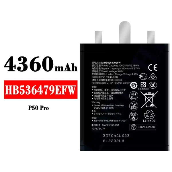 Nagelneuer Akku HB536479EFW für HUAWEI P50 Pro