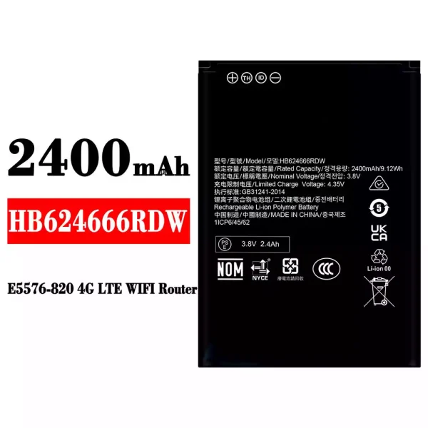Nagelneuer Akku HB624666RDW für HUAWEI E5576-820 4G LTE WIFI Router