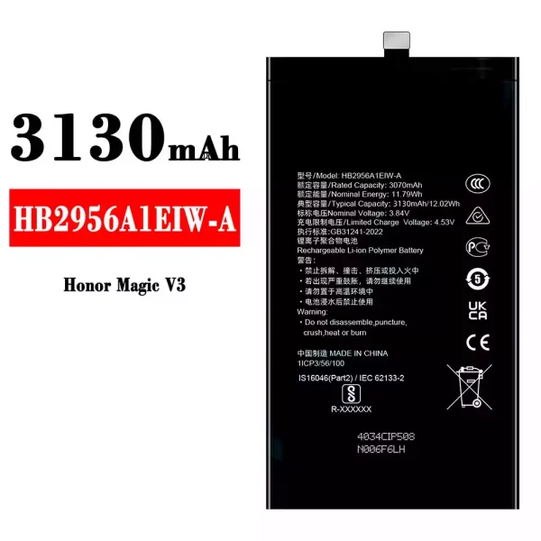 Nagelneuer Akku HB2956A1EIW-A für HUAWEI Honor Magie V3
