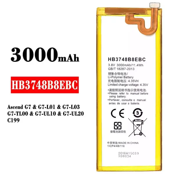 Nagelneuer Akku HB3748B8EBC für HUAWEI Ascend G7