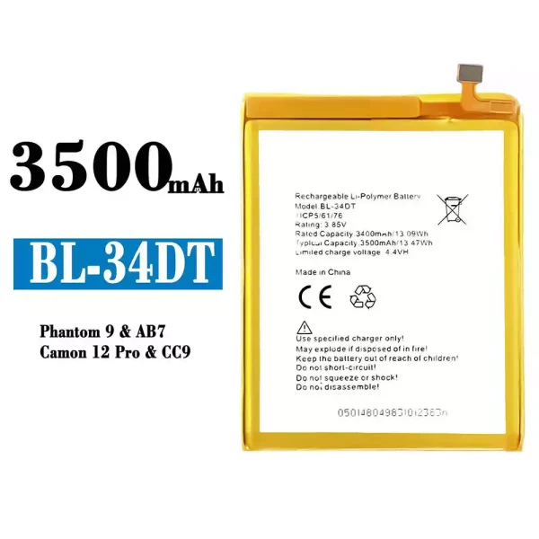 Nagelneuer Akku BL-34DT für Tecno Phantom 9/ Camon 12 Pro