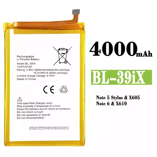 Nagelneuer Akku BL-39iX für Infinix Note 5 Pro / Note 6 / Note 5 Stylus