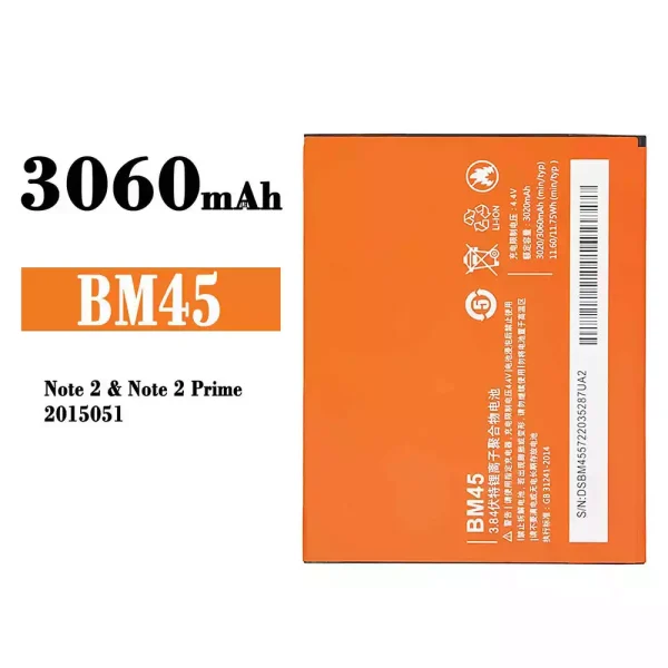 Nagelneuer Akku BM45 für Xiaomi Note 2