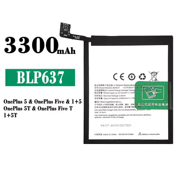 Nagelneuer Akku BLP637 für OnePlus 5 / OnePlus 5T