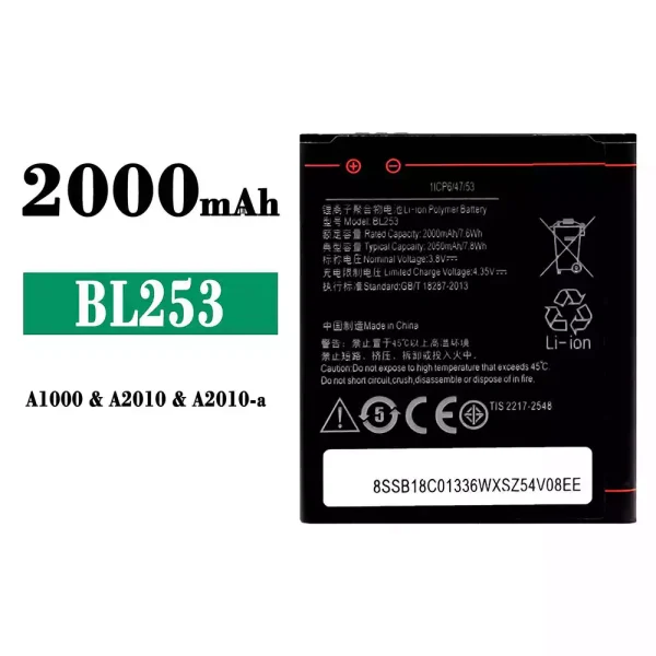 Nagelneuer Akku BL253 für Lenovo A1000/A2010/A2010-a