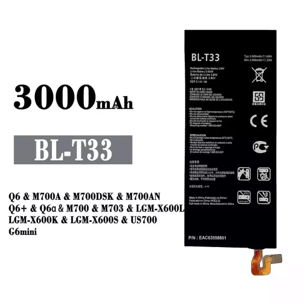 Nagelneuer Akku BL-T33 für LG Q6 /Q6+ /Q6a /G6mini