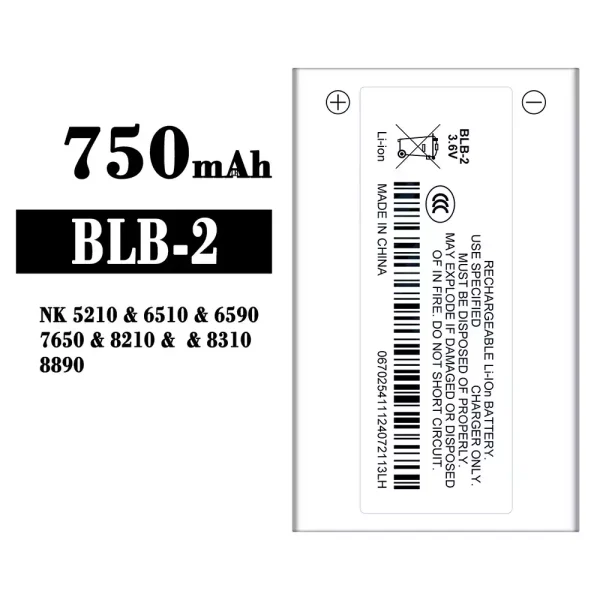 Nagelneuer Akku BLB-2 für Nokia NK 5210/6510/6590/7650/8210/8310/8890
