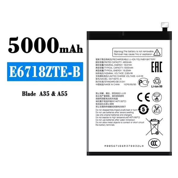 Nagelneuer Akku E6718ZTE-B für ZTE BLADE A35/A55
