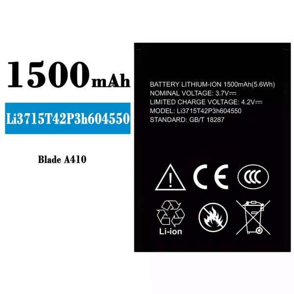 Nagelneuer Akku Li3816T43P4h604550 für ZTE Blade A410