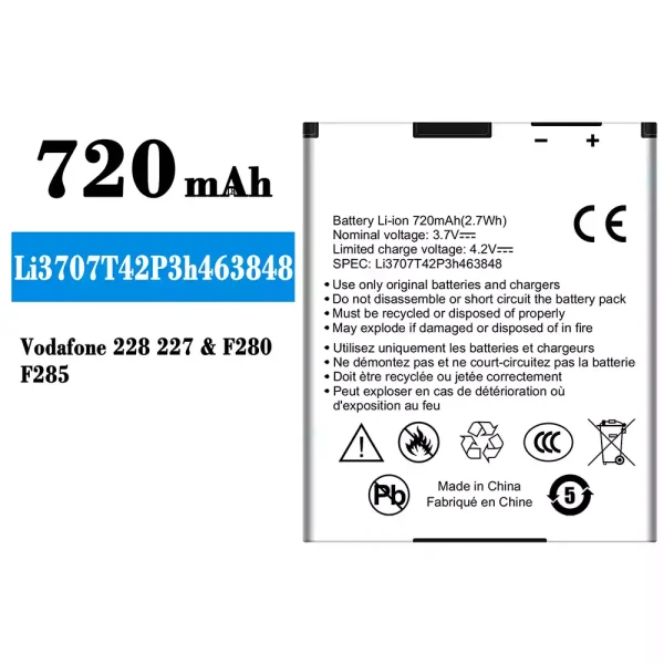 Nagelneuer Akku Li3707T42P3h463848 für ZTE Vodafone 228 227/F280/F285