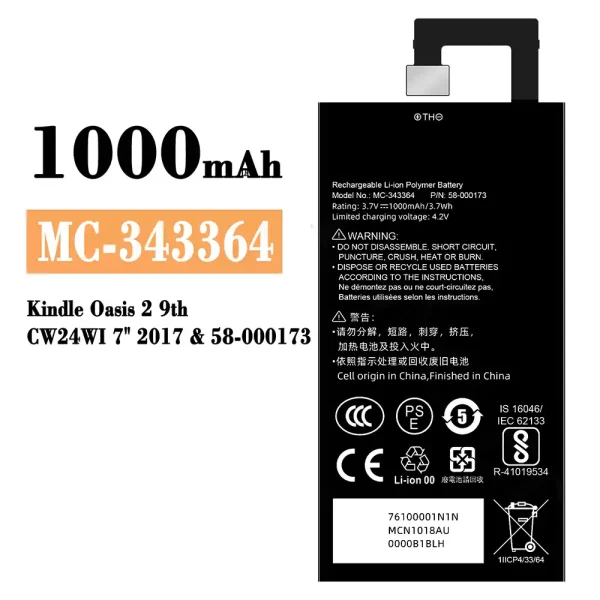 Nagelneuer Akku MC-343364 für Amazon Kindle Oasis 2 9th /58-000173